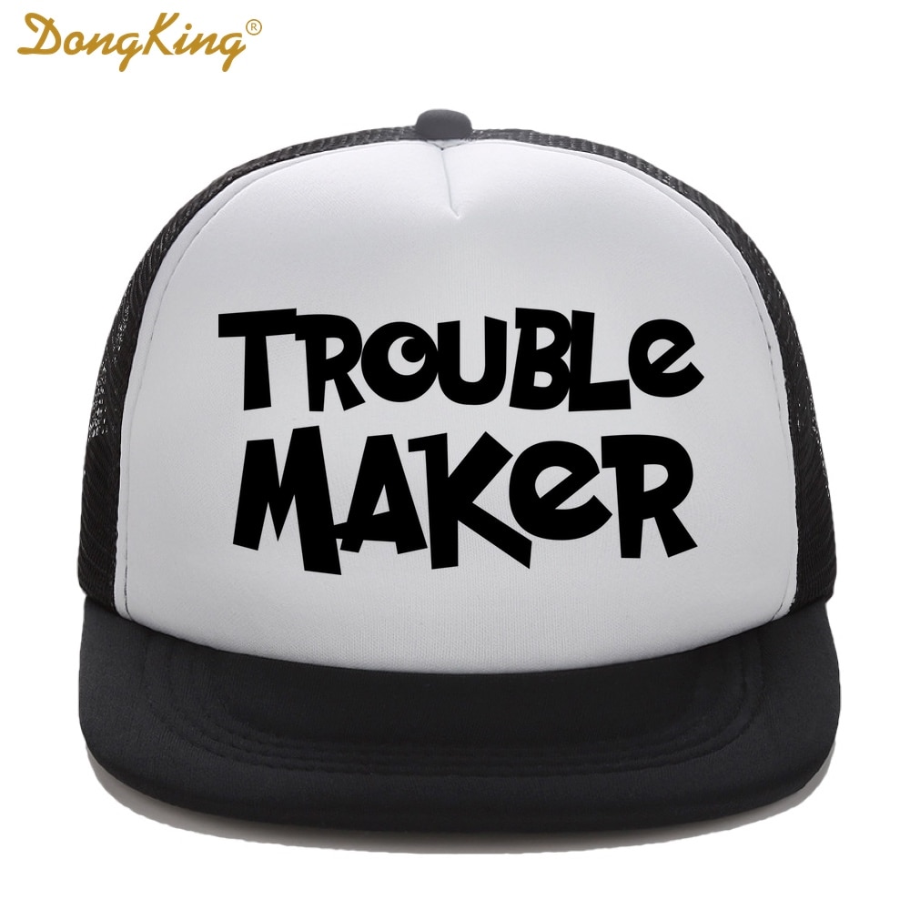 DongKing Kids Trucker Hat Trouble Maker μ Ƶ  Ʈ ĸ Snapback ߱ ְ ǰ  Sun Gift